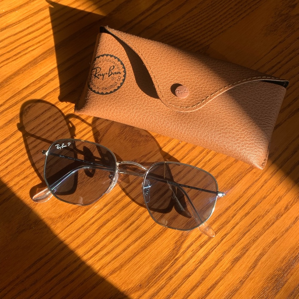 Ray-Ban Silver Frame Sunglasses with Brown Case